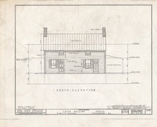 Blueprint HABS NJ,11-Pent,1- (Sheet 7 of 13) - John Welling House, Curlis Avenue, Pennington, Mercer County, NJ