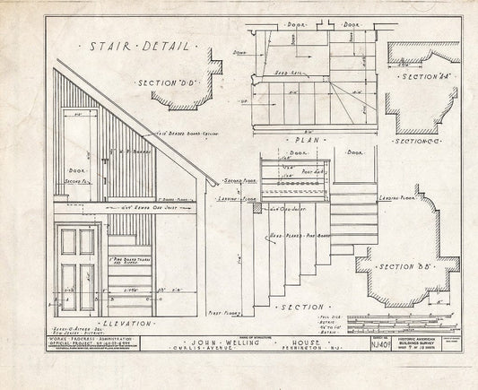Blueprint HABS NJ,11-Pent,1- (Sheet 9 of 13) - John Welling House, Curlis Avenue, Pennington, Mercer County, NJ