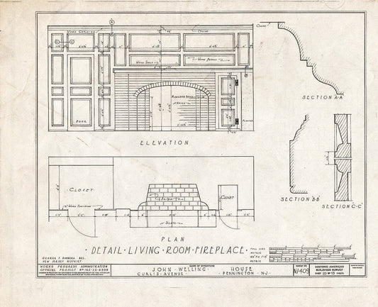 Blueprint HABS NJ,11-Pent,1- (Sheet 10 of 13) - John Welling House, Curlis Avenue, Pennington, Mercer County, NJ