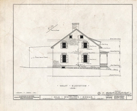 Blueprint HABS NJ,11-Pent.V,1- (Sheet 2 of 11) - Jeremiah M. Woolsey House, Pennington, Mercer County, NJ