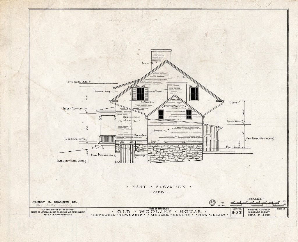 Blueprint HABS NJ,11-Pent.V,1- (Sheet 3 of 11) - Jeremiah M. Woolsey House, Pennington, Mercer County, NJ