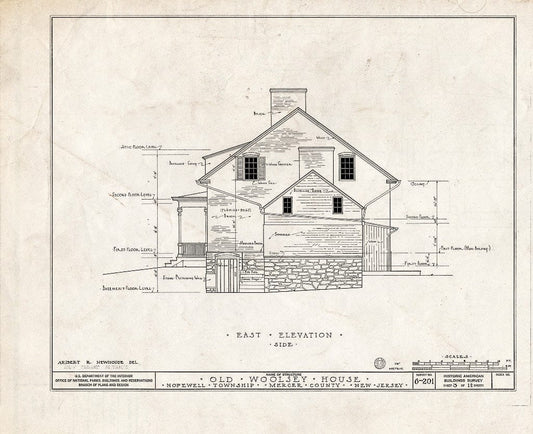Blueprint HABS NJ,11-Pent.V,1- (Sheet 3 of 11) - Jeremiah M. Woolsey House, Pennington, Mercer County, NJ