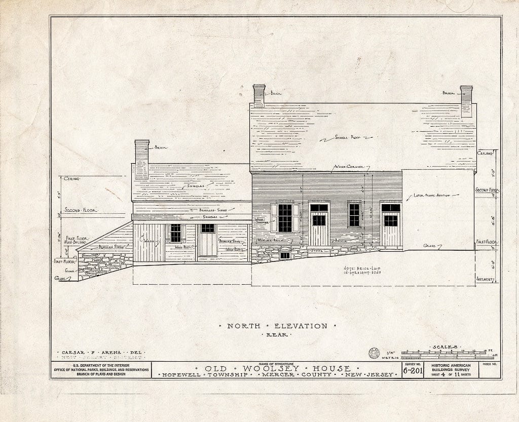 Blueprint HABS NJ,11-Pent.V,1- (Sheet 4 of 11) - Jeremiah M. Woolsey House, Pennington, Mercer County, NJ