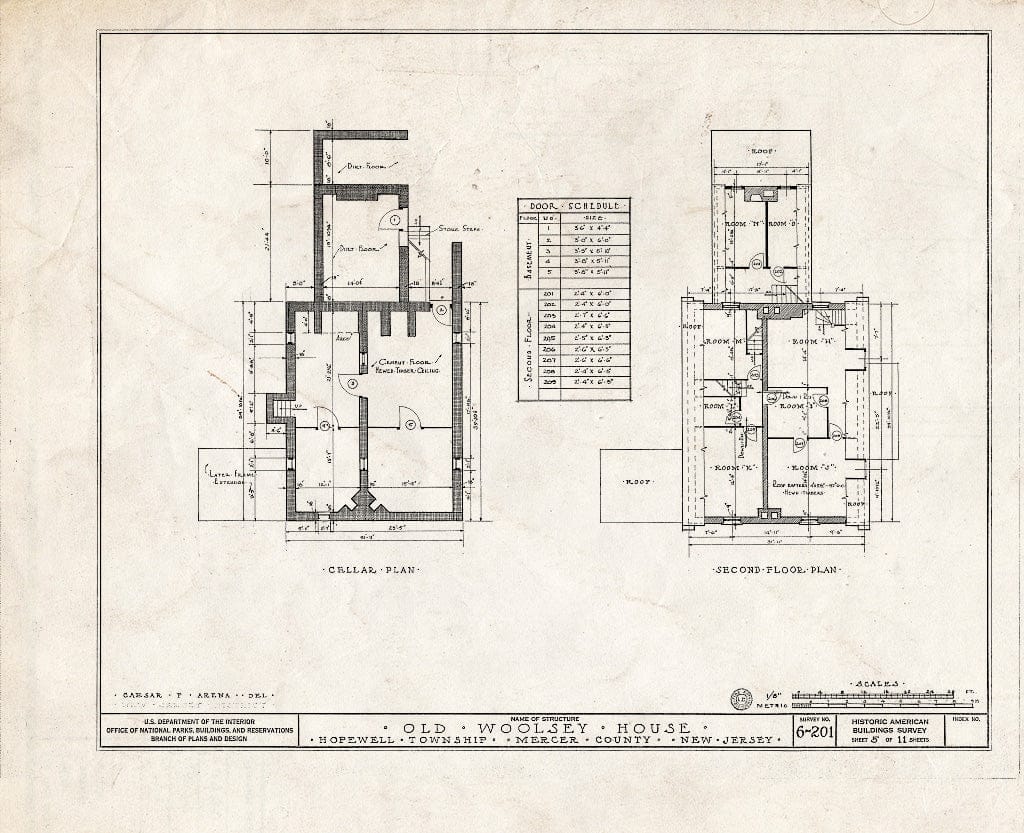 Blueprint HABS NJ,11-Pent.V,1- (Sheet 5 of 11) - Jeremiah M. Woolsey House, Pennington, Mercer County, NJ
