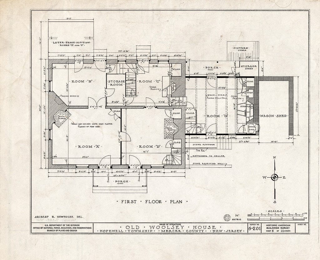Blueprint HABS NJ,11-Pent.V,1- (Sheet 6 of 11) - Jeremiah M. Woolsey House, Pennington, Mercer County, NJ