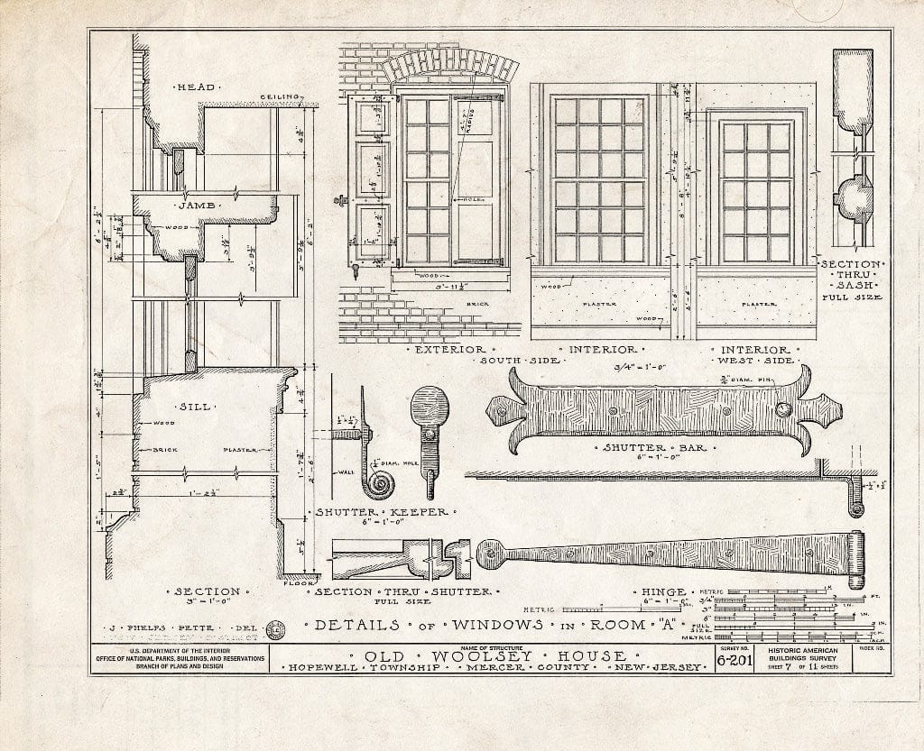 Blueprint HABS NJ,11-Pent.V,1- (Sheet 7 of 11) - Jeremiah M. Woolsey House, Pennington, Mercer County, NJ