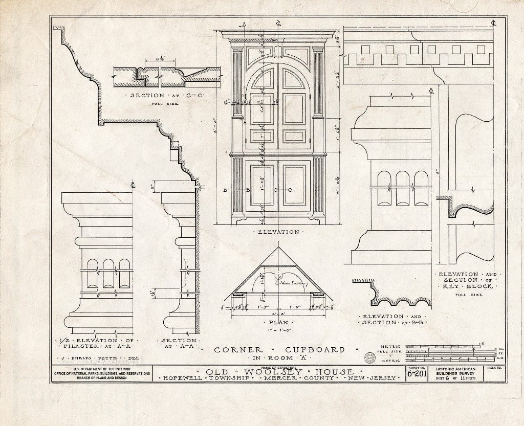 Blueprint HABS NJ,11-Pent.V,1- (Sheet 8 of 11) - Jeremiah M. Woolsey House, Pennington, Mercer County, NJ