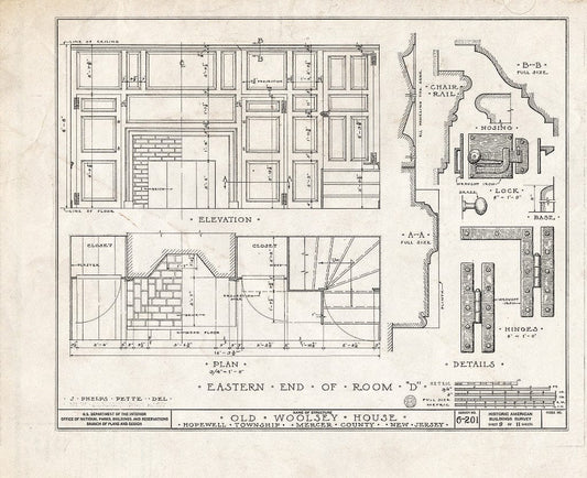 Blueprint HABS NJ,11-Pent.V,1- (Sheet 9 of 11) - Jeremiah M. Woolsey House, Pennington, Mercer County, NJ