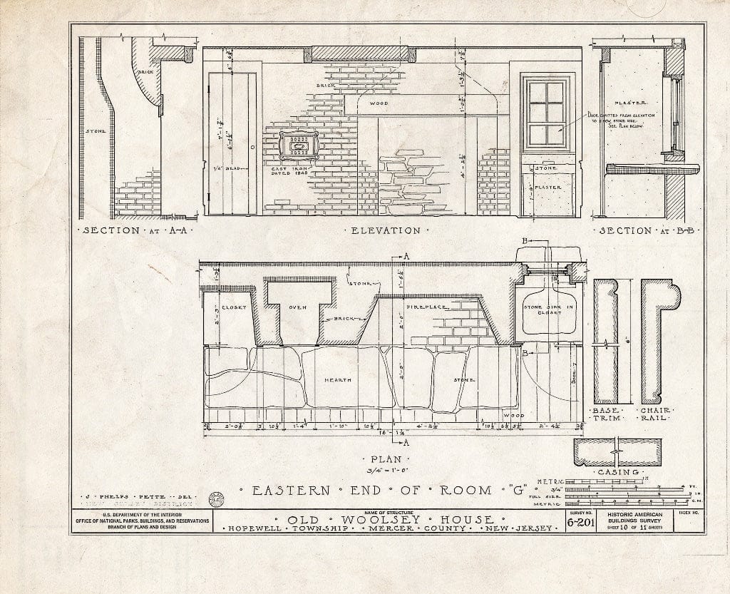 Blueprint HABS NJ,11-Pent.V,1- (Sheet 10 of 11) - Jeremiah M. Woolsey House, Pennington, Mercer County, NJ