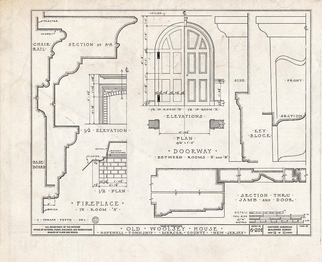 Blueprint HABS NJ,11-Pent.V,1- (Sheet 11 of 11) - Jeremiah M. Woolsey House, Pennington, Mercer County, NJ