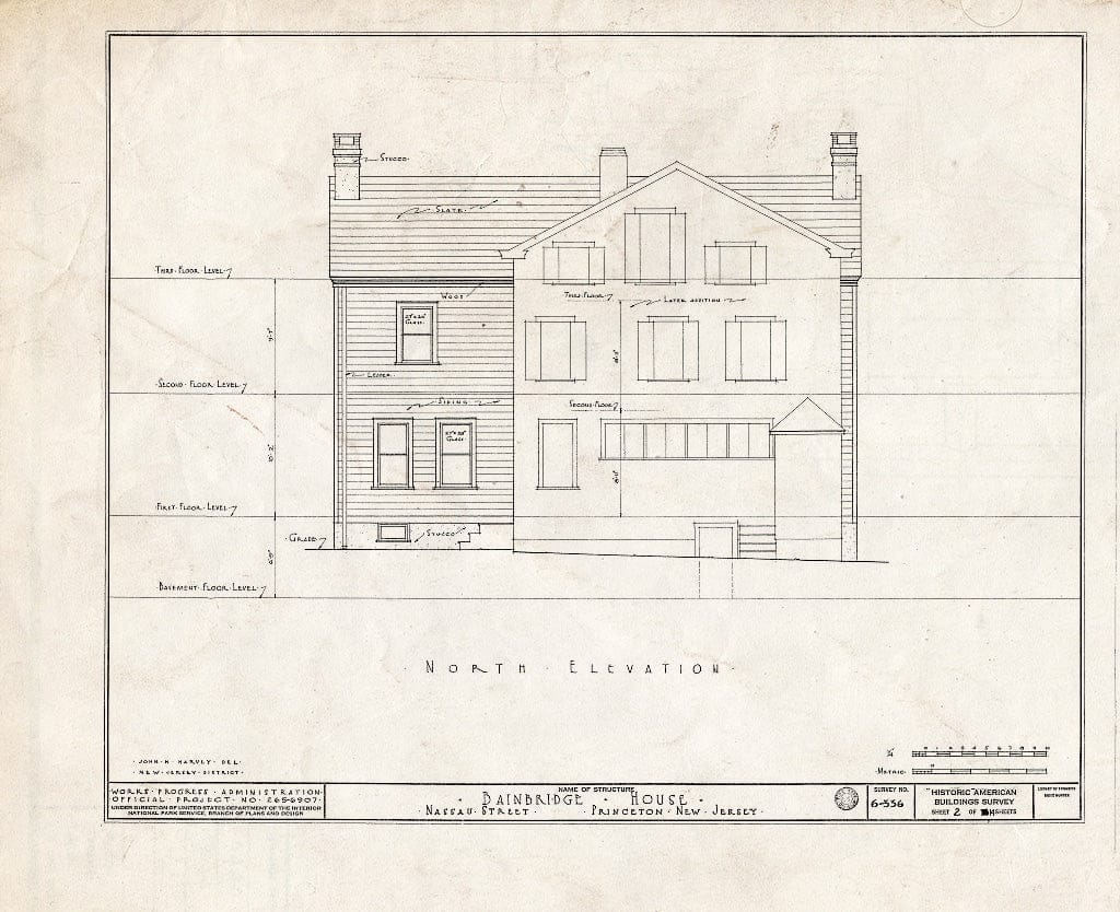 Blueprint HABS NJ,11-Print,6- (Sheet 2 of 14) - Bainbridge House, 158 Nassau Street, Princeton, Mercer County, NJ
