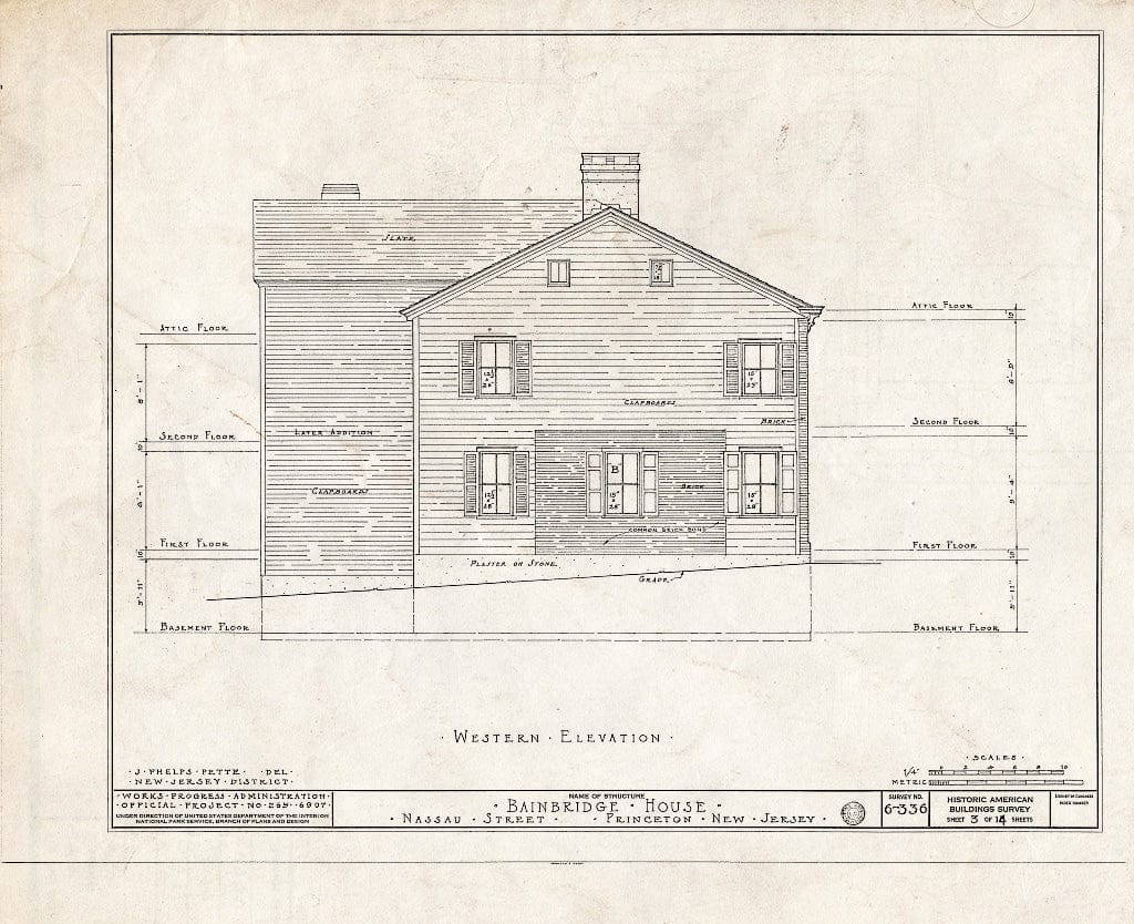 Blueprint HABS NJ,11-Print,6- (Sheet 3 of 14) - Bainbridge House, 158 Nassau Street, Princeton, Mercer County, NJ