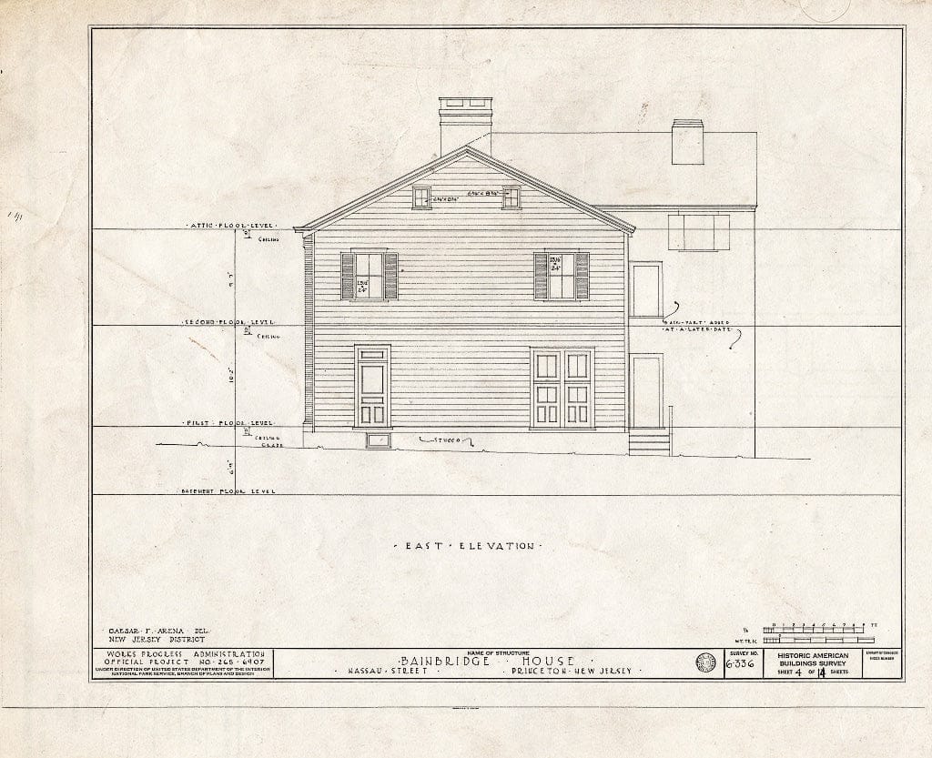 Blueprint HABS NJ,11-Print,6- (Sheet 4 of 14) - Bainbridge House, 158 Nassau Street, Princeton, Mercer County, NJ