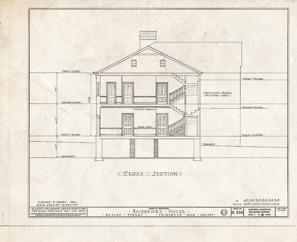 Blueprint HABS NJ,11-Print,6- (Sheet 5 of 14) - Bainbridge House, 158 Nassau Street, Princeton, Mercer County, NJ