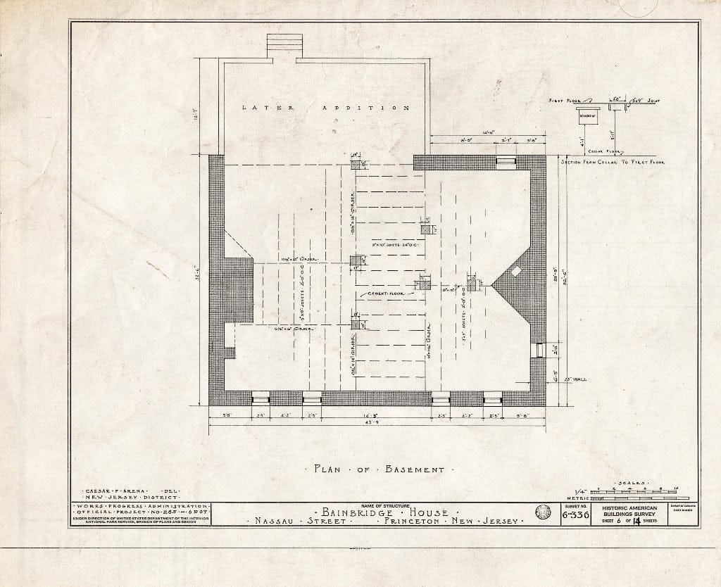 Blueprint HABS NJ,11-Print,6- (Sheet 6 of 14) - Bainbridge House, 158 Nassau Street, Princeton, Mercer County, NJ