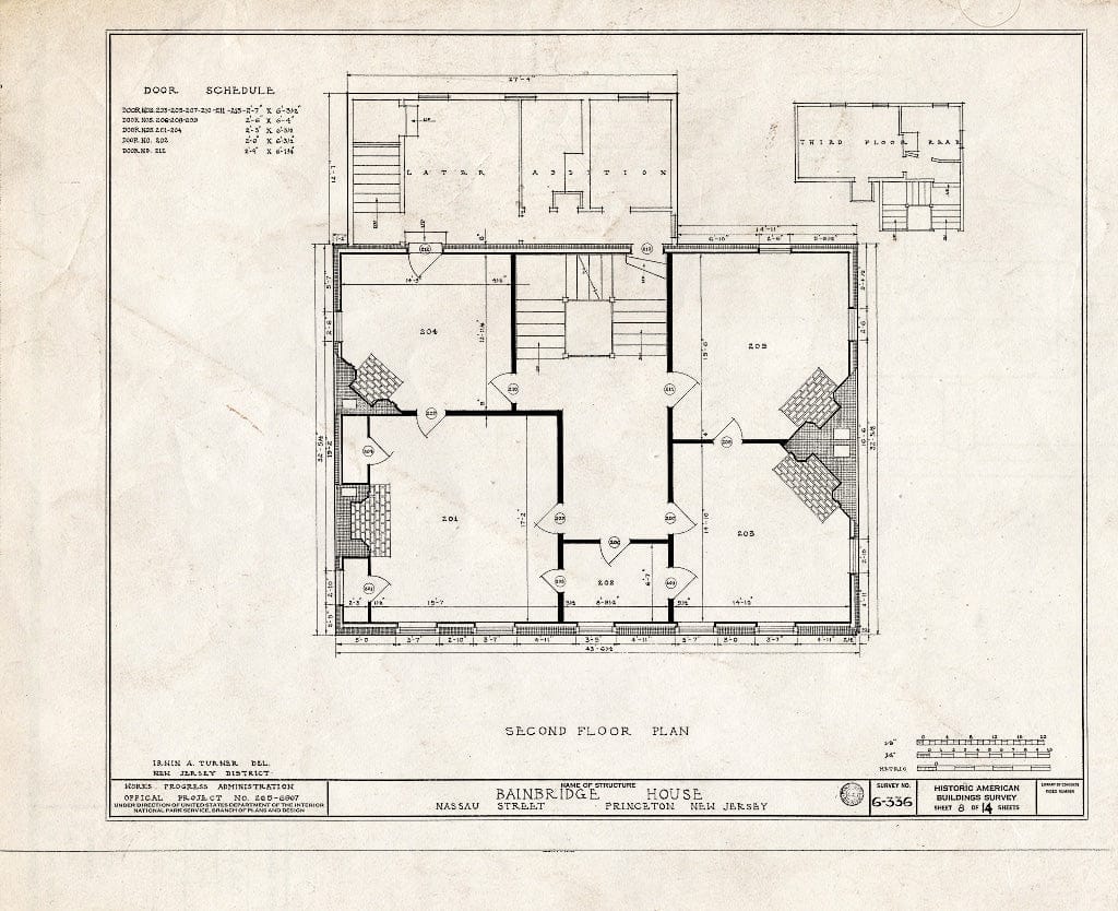 Blueprint HABS NJ,11-Print,6- (Sheet 8 of 14) - Bainbridge House, 158 Nassau Street, Princeton, Mercer County, NJ