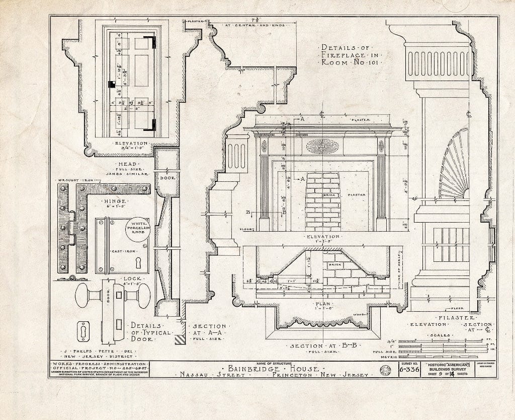 Blueprint HABS NJ,11-Print,6- (Sheet 9 of 14) - Bainbridge House, 158 Nassau Street, Princeton, Mercer County, NJ
