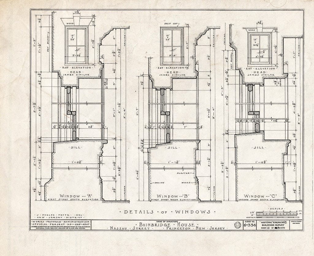 Blueprint HABS NJ,11-Print,6- (Sheet 10 of 14) - Bainbridge House, 158 Nassau Street, Princeton, Mercer County, NJ