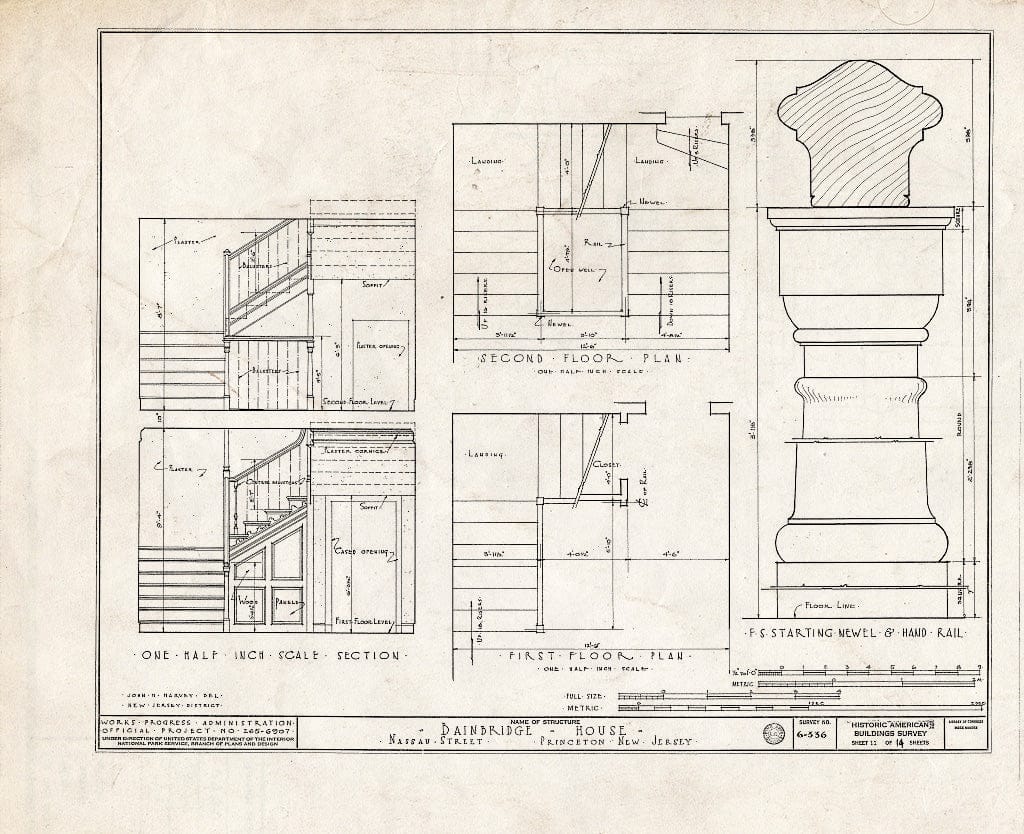 Blueprint HABS NJ,11-Print,6- (Sheet 11 of 14) - Bainbridge House, 158 Nassau Street, Princeton, Mercer County, NJ