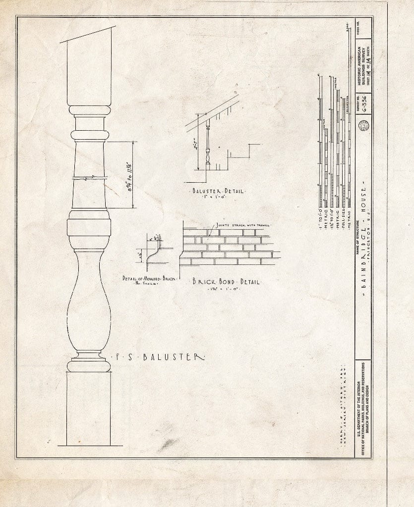 Blueprint HABS NJ,11-Print,6- (Sheet 14 of 14) - Bainbridge House, 158 Nassau Street, Princeton, Mercer County, NJ