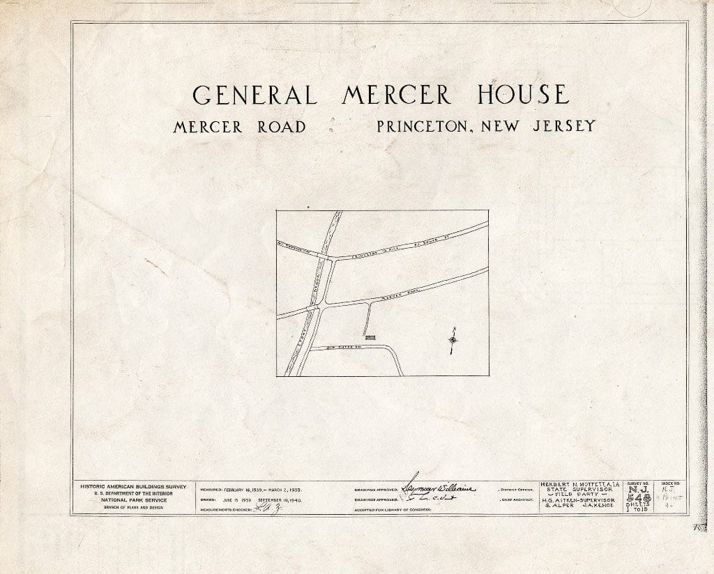 Blueprint HABS NJ,11-Print,9- (Sheet 0 of 15) - General Mercer House, Mercer Road, Princeton, Mercer County, NJ