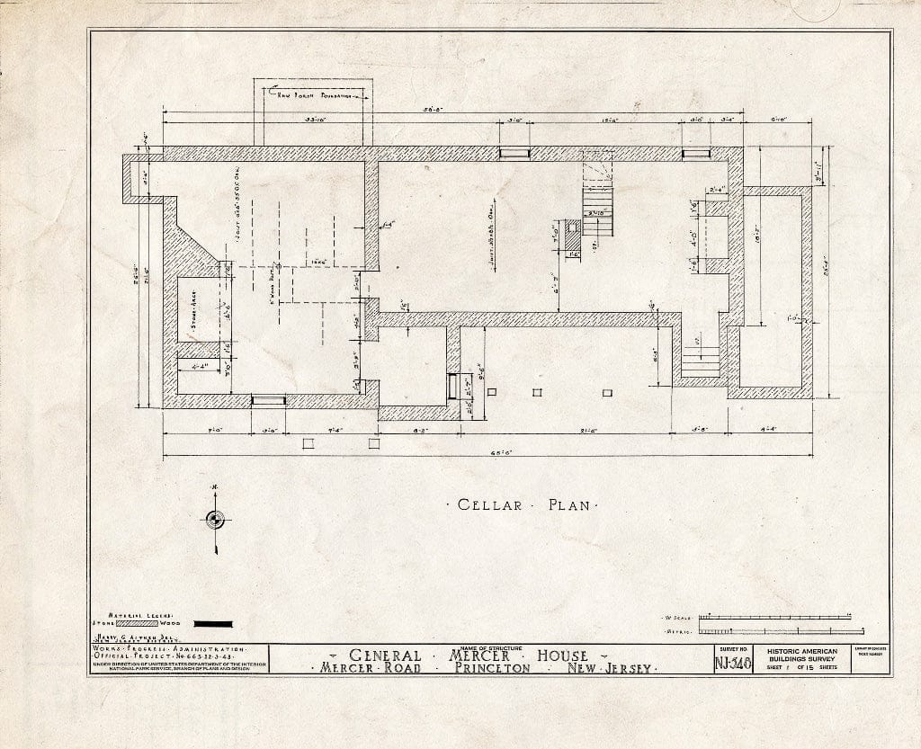 Blueprint HABS NJ,11-Print,9- (Sheet 1 of 15) - General Mercer House, Mercer Road, Princeton, Mercer County, NJ