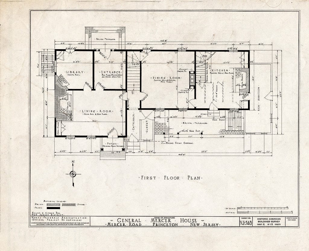 Blueprint HABS NJ,11-Print,9- (Sheet 2 of 15) - General Mercer House, Mercer Road, Princeton, Mercer County, NJ