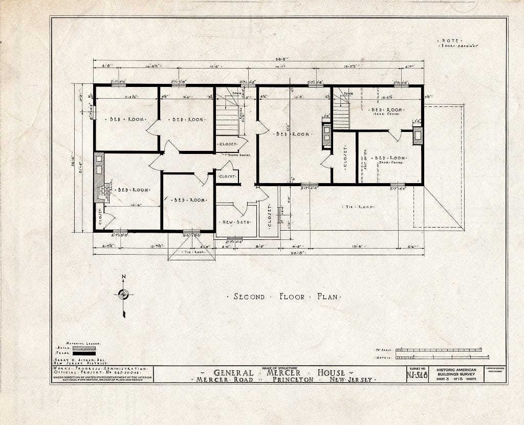 Blueprint HABS NJ,11-Print,9- (Sheet 3 of 15) - General Mercer House, Mercer Road, Princeton, Mercer County, NJ