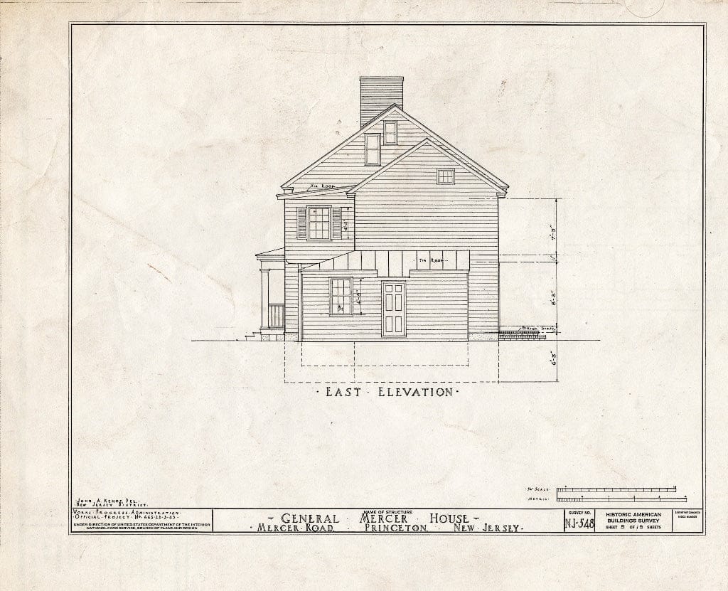 Blueprint HABS NJ,11-Print,9- (Sheet 5 of 15) - General Mercer House, Mercer Road, Princeton, Mercer County, NJ