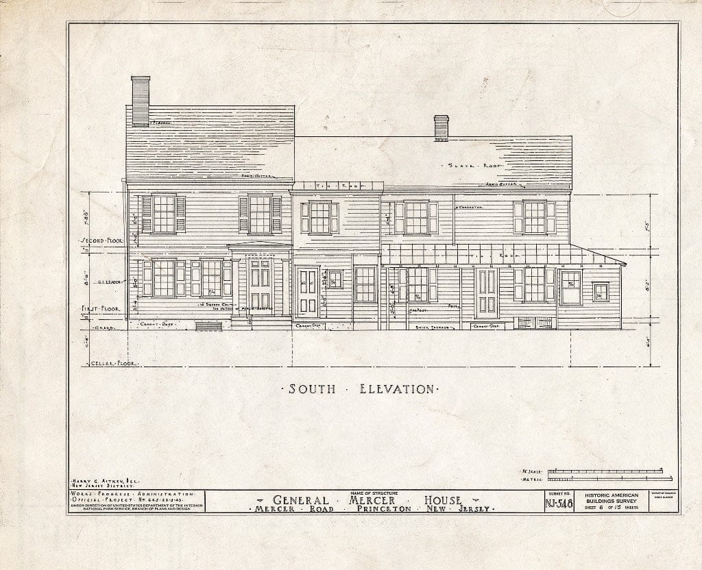 Blueprint HABS NJ,11-Print,9- (Sheet 6 of 15) - General Mercer House, Mercer Road, Princeton, Mercer County, NJ