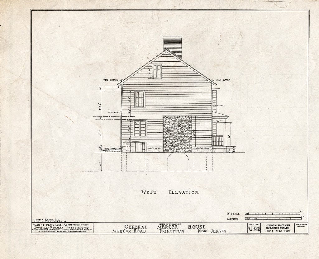 Blueprint HABS NJ,11-Print,9- (Sheet 7 of 15) - General Mercer House, Mercer Road, Princeton, Mercer County, NJ