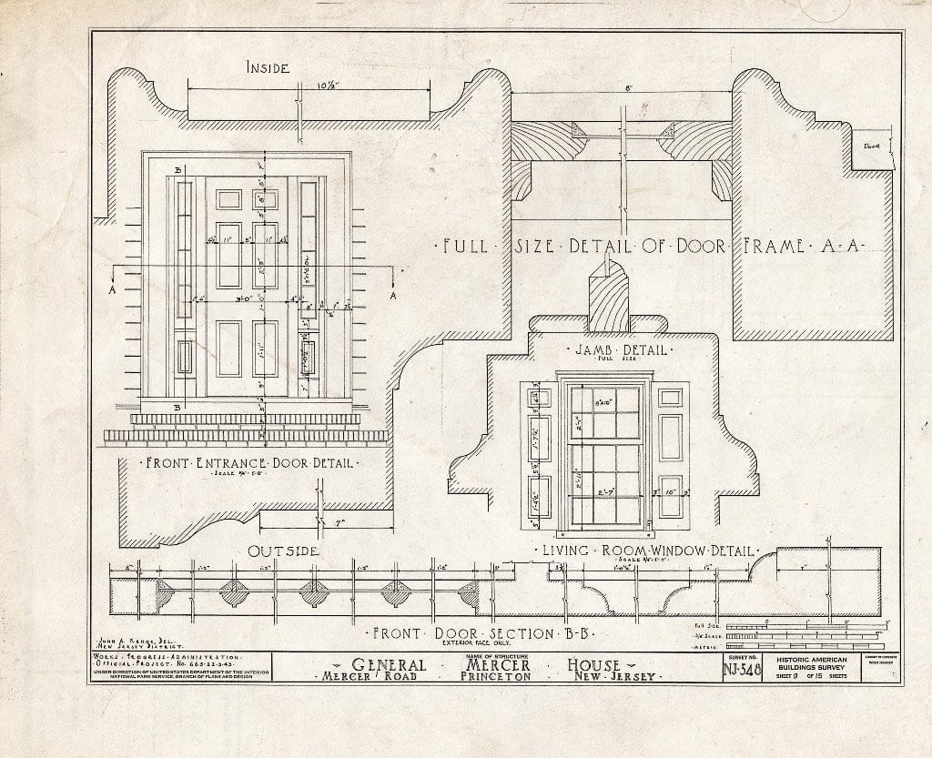 Blueprint HABS NJ,11-Print,9- (Sheet 9 of 15) - General Mercer House, Mercer Road, Princeton, Mercer County, NJ