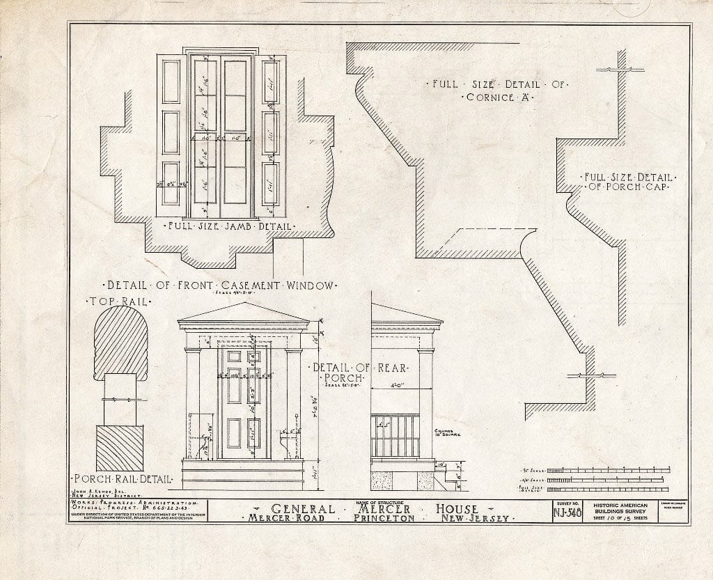 Blueprint HABS NJ,11-Print,9- (Sheet 10 of 15) - General Mercer House, Mercer Road, Princeton, Mercer County, NJ