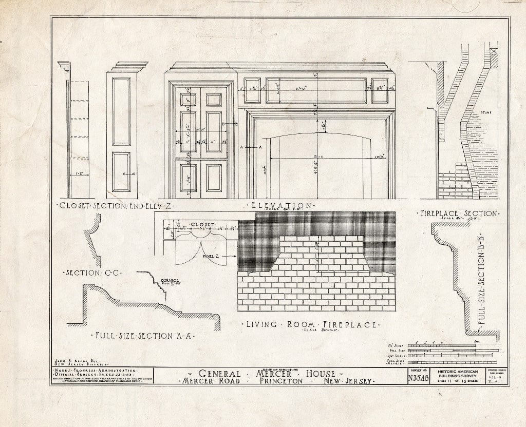 Blueprint HABS NJ,11-Print,9- (Sheet 11 of 15) - General Mercer House, Mercer Road, Princeton, Mercer County, NJ