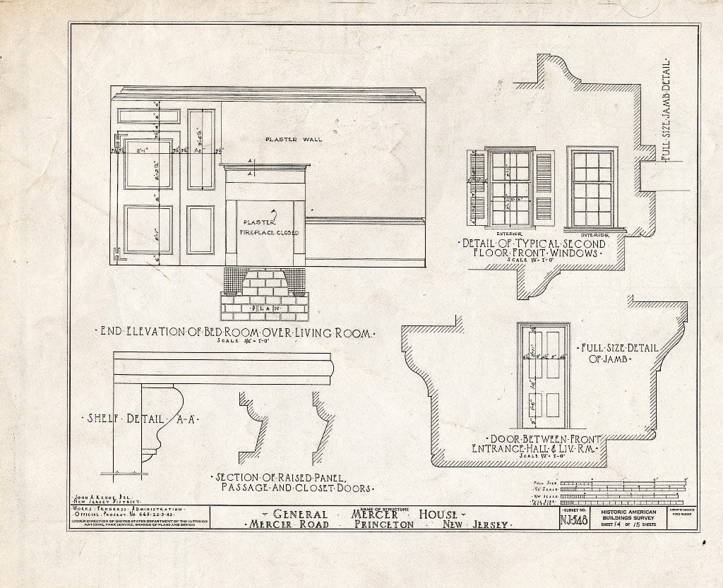 Blueprint HABS NJ,11-Print,9- (Sheet 14 of 15) - General Mercer House, Mercer Road, Princeton, Mercer County, NJ
