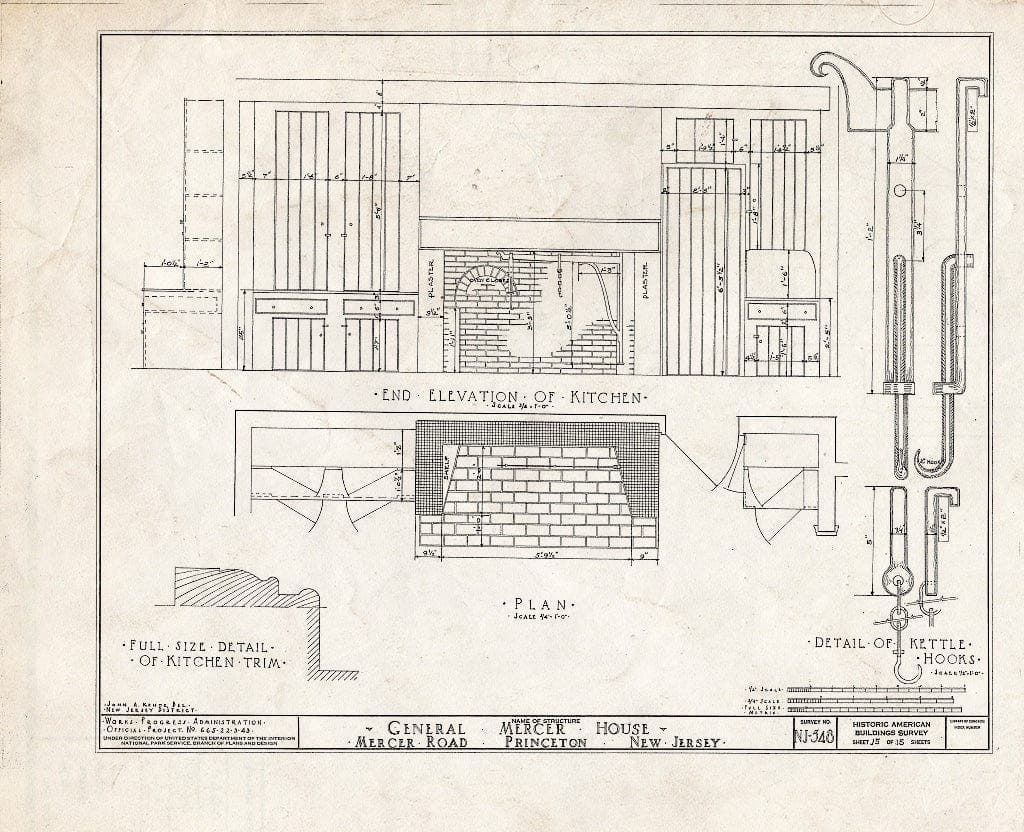 Blueprint HABS NJ,11-Print,9- (Sheet 15 of 15) - General Mercer House, Mercer Road, Princeton, Mercer County, NJ