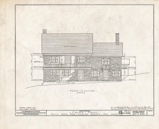 Blueprint HABS NJ,11-Print.V,1- (Sheet 1 of 11) - John Golden House, Pretty Brook Road, Princeton, Mercer County, NJ
