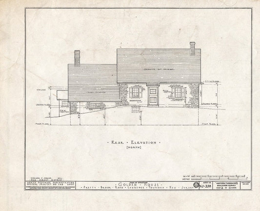 Blueprint HABS NJ,11-Print.V,1- (Sheet 2 of 11) - John Golden House, Pretty Brook Road, Princeton, Mercer County, NJ
