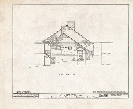 Blueprint HABS NJ,11-Print.V,1- (Sheet 4 of 11) - John Golden House, Pretty Brook Road, Princeton, Mercer County, NJ
