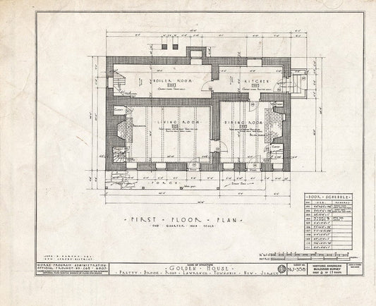 Blueprint HABS NJ,11-Print.V,1- (Sheet 6 of 11) - John Golden House, Pretty Brook Road, Princeton, Mercer County, NJ