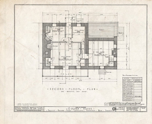 Blueprint HABS NJ,11-Print.V,1- (Sheet 7 of 11) - John Golden House, Pretty Brook Road, Princeton, Mercer County, NJ