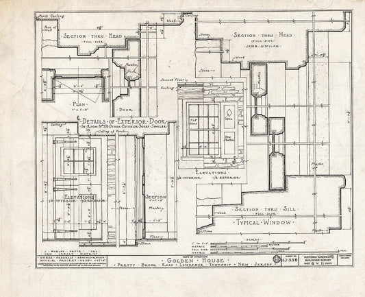 Blueprint HABS NJ,11-Print.V,1- (Sheet 8 of 11) - John Golden House, Pretty Brook Road, Princeton, Mercer County, NJ