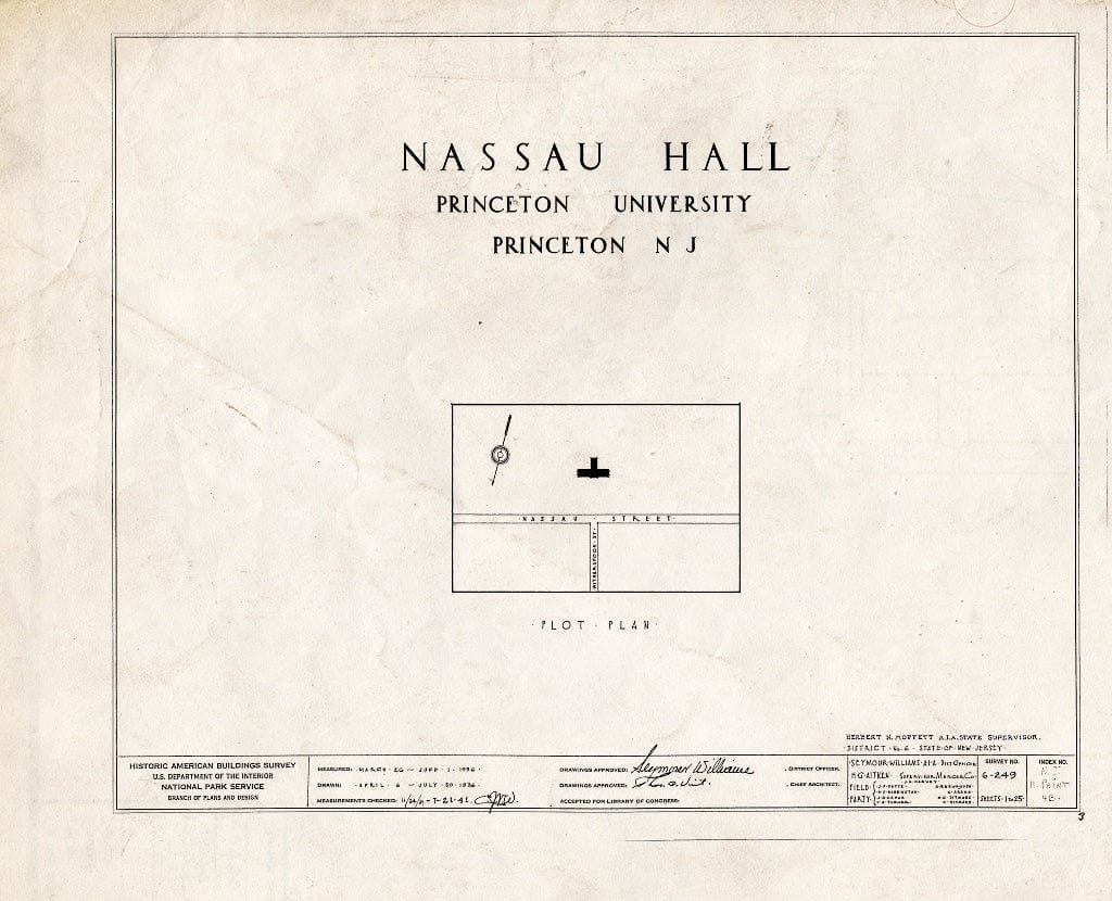 Blueprint HABS NJ,11-Print,4B- (Sheet 0 of 25) - Nassau Hall, Nassau Street, Princeton, Mercer County, NJ