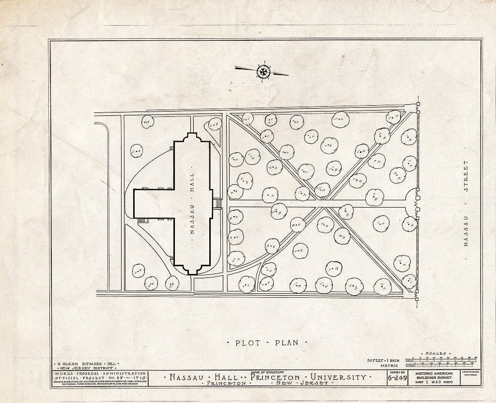 Blueprint HABS NJ,11-Print,4B- (Sheet 1 of 25) - Nassau Hall, Nassau Street, Princeton, Mercer County, NJ