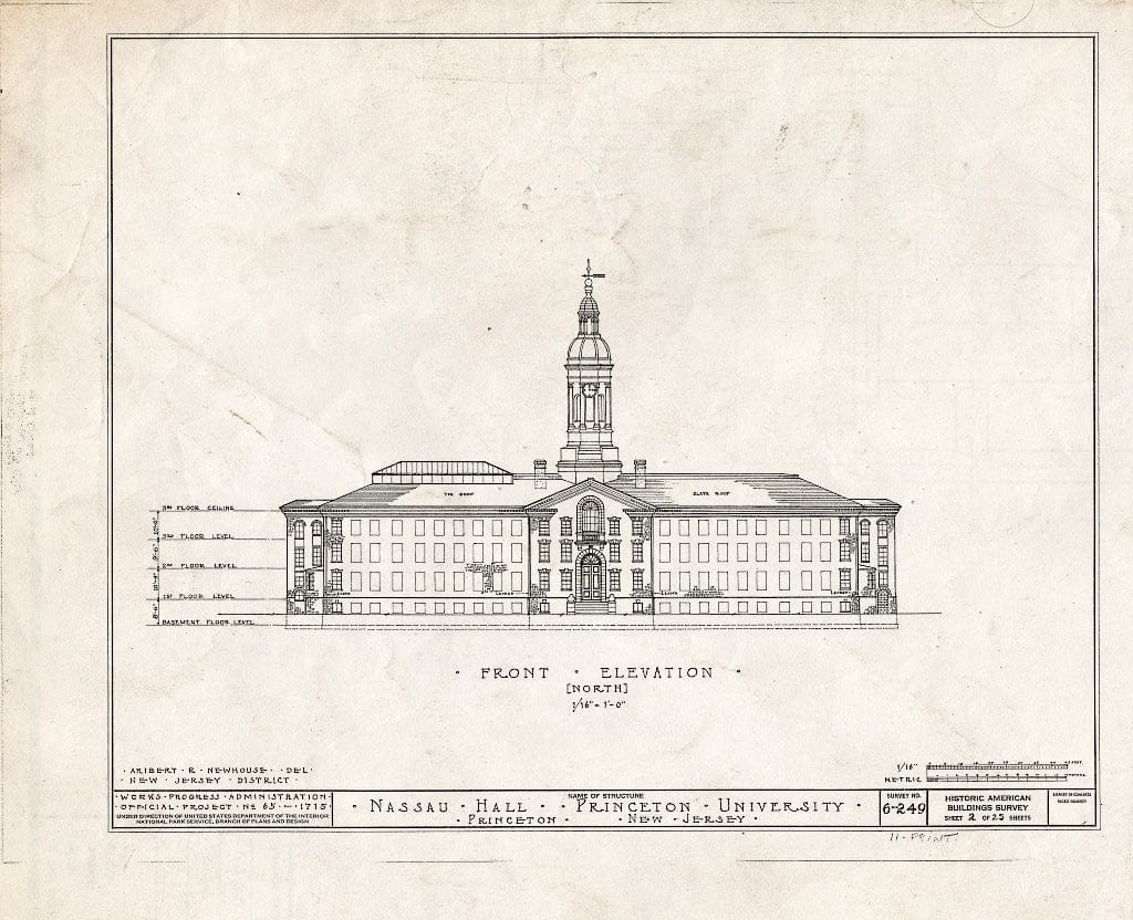 Blueprint HABS NJ,11-Print,4B- (Sheet 2 of 25) - Nassau Hall, Nassau Street, Princeton, Mercer County, NJ