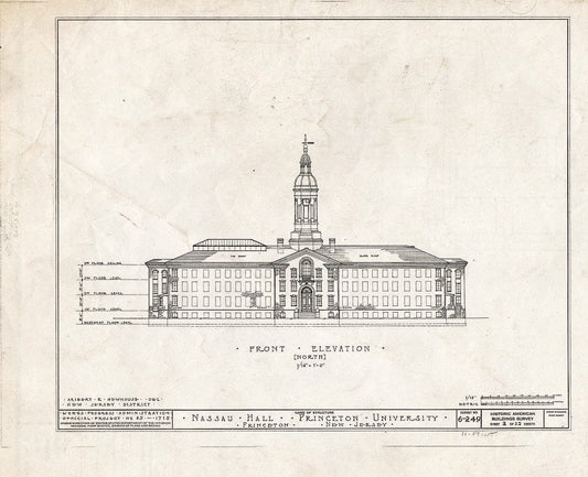 Blueprint HABS NJ,11-Print,4B- (Sheet 2 of 25) - Nassau Hall, Nassau Street, Princeton, Mercer County, NJ