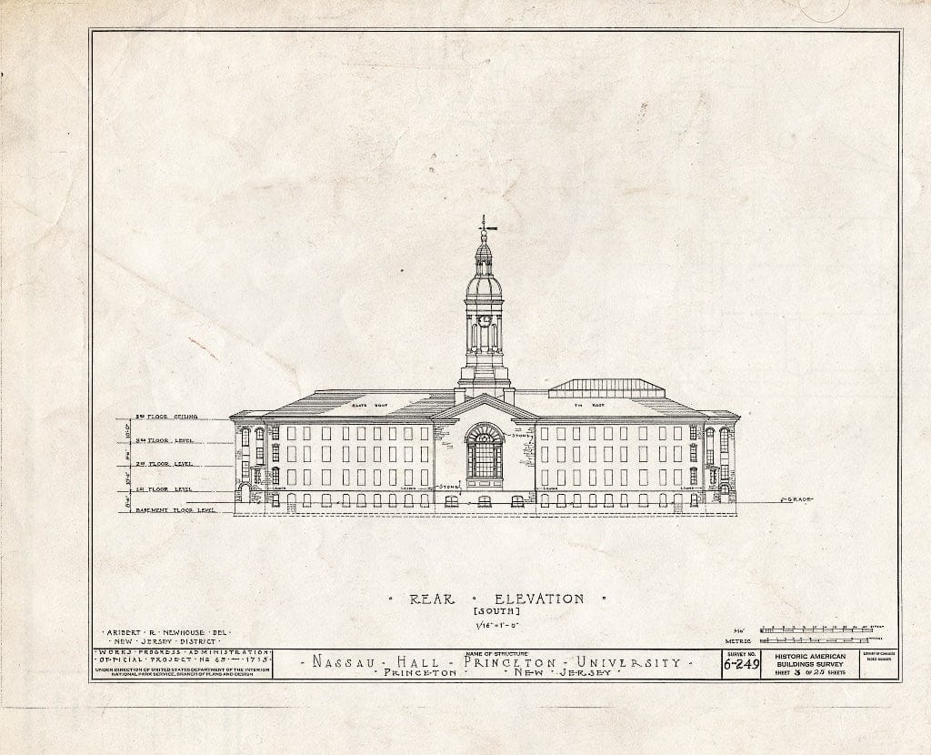 Blueprint HABS NJ,11-Print,4B- (Sheet 3 of 25) - Nassau Hall, Nassau Street, Princeton, Mercer County, NJ