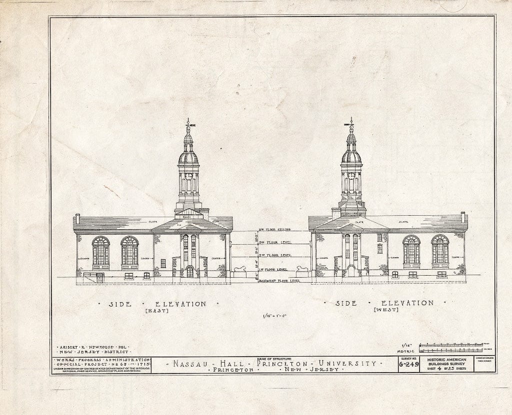 Blueprint HABS NJ,11-Print,4B- (Sheet 4 of 25) - Nassau Hall, Nassau Street, Princeton, Mercer County, NJ