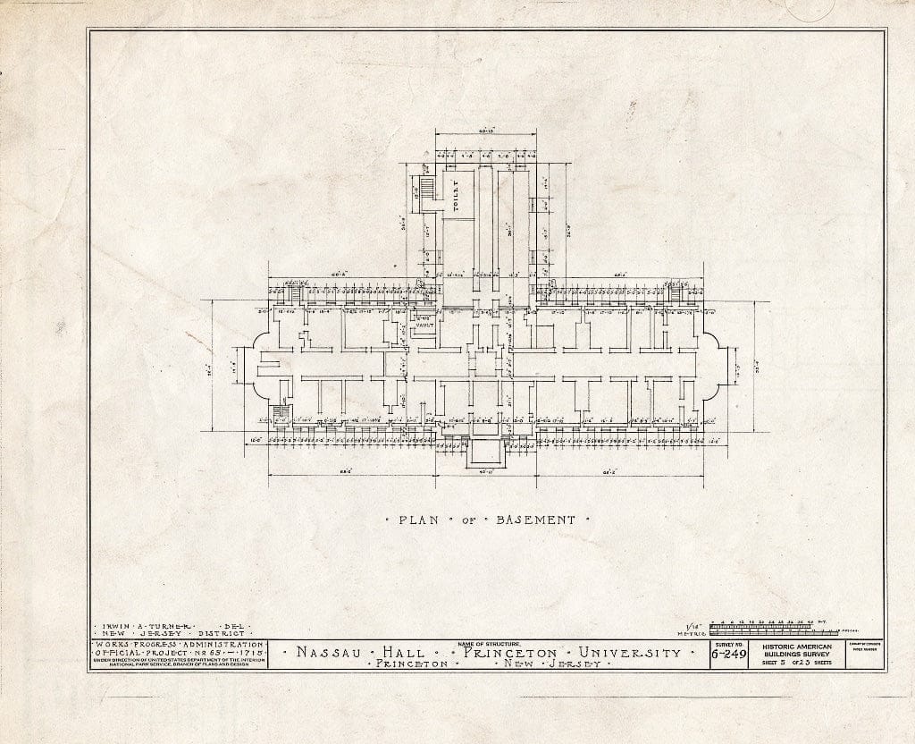 Blueprint HABS NJ,11-Print,4B- (Sheet 5 of 25) - Nassau Hall, Nassau Street, Princeton, Mercer County, NJ