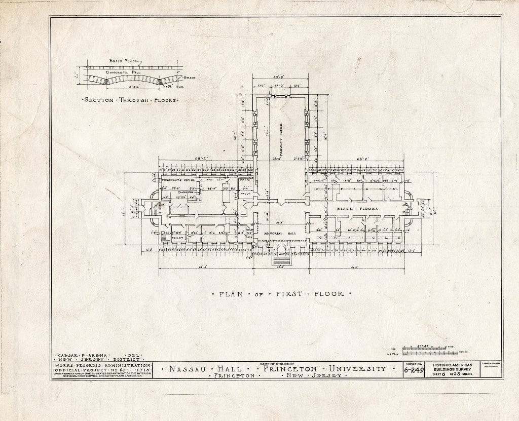 Blueprint HABS NJ,11-Print,4B- (Sheet 6 of 25) - Nassau Hall, Nassau Street, Princeton, Mercer County, NJ